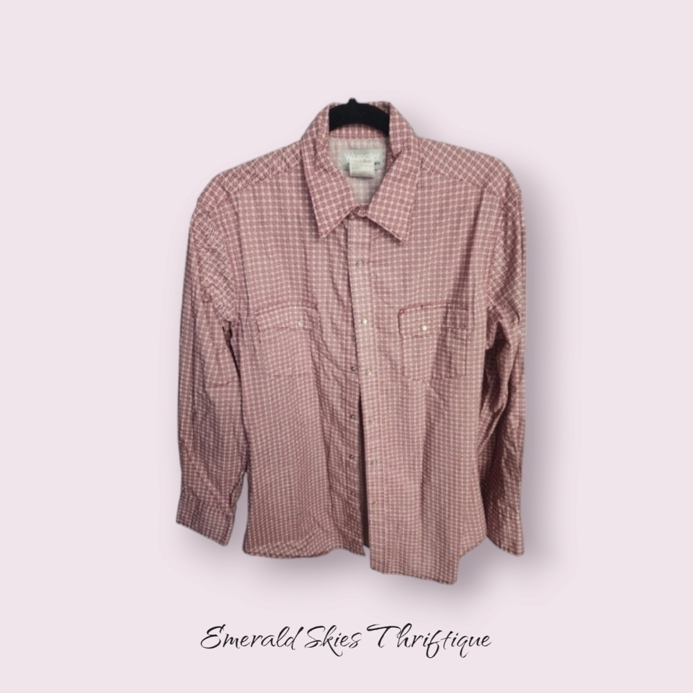 vintage wrangler wrancher pearl‎ snap button down